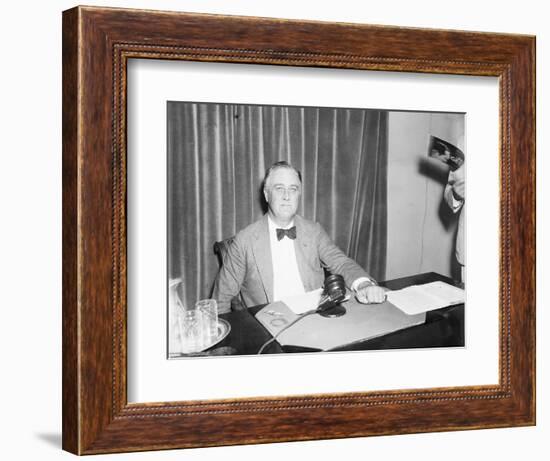 President Roosevelt prepares to broadcast on his recovery programme, 1934-Harris & Ewing-Framed Premium Photographic Print