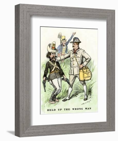 President Theodore Roosevelt Refusing to Pay Colombia Millions for Panama Canal Rights, 1903-null-Framed Giclee Print