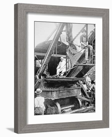President Theodore Roosevelt, T the Culebra Cut During the Digging of the Panama Canal, 1906-null-Framed Photographic Print