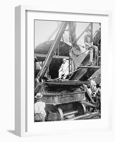 President Theodore Roosevelt, T the Culebra Cut During the Digging of the Panama Canal, 1906-null-Framed Photographic Print