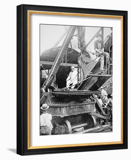 President Theodore Roosevelt, T the Culebra Cut During the Digging of the Panama Canal, 1906-null-Framed Photographic Print