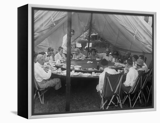 President Warren Harding Has Lunch in a Tent, with Thomas Edison and Henry Ford (On Right)-null-Framed Stretched Canvas