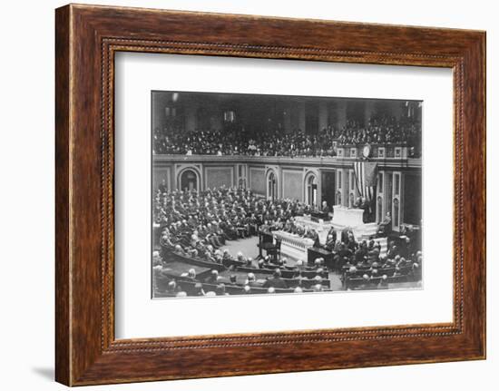 President Woodrow Wilson addressing Congress, c.1917-Harris & Ewing-Framed Photographic Print