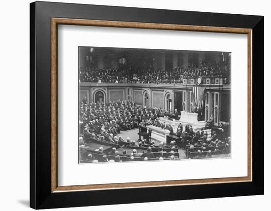 President Woodrow Wilson addressing Congress, c.1917-Harris & Ewing-Framed Photographic Print