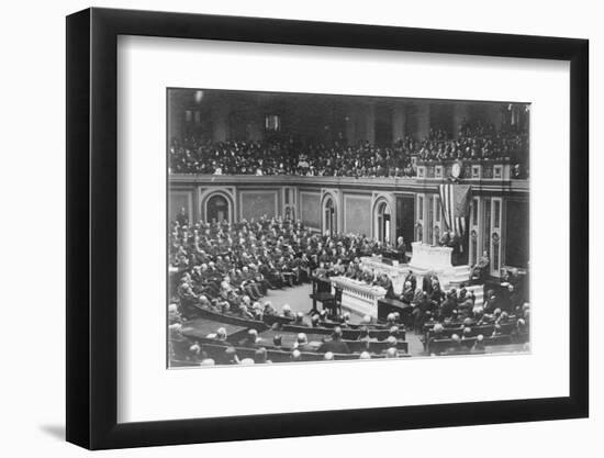 President Woodrow Wilson addressing Congress, c.1917-Harris & Ewing-Framed Photographic Print