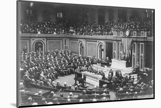 President Woodrow Wilson addressing Congress, c.1917-Harris & Ewing-Mounted Photographic Print