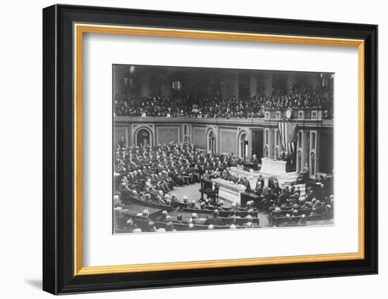 President Woodrow Wilson addressing Congress, c.1917-Harris & Ewing-Framed Photographic Print