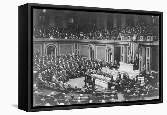 President Woodrow Wilson addressing Congress, c.1917-Harris & Ewing-Framed Premier Image Canvas