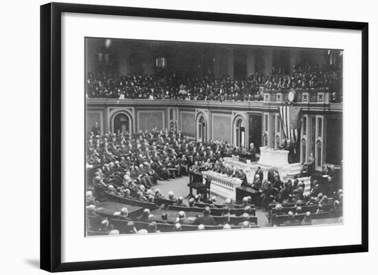 President Woodrow Wilson addressing Congress, c.1917-Harris & Ewing-Framed Photographic Print