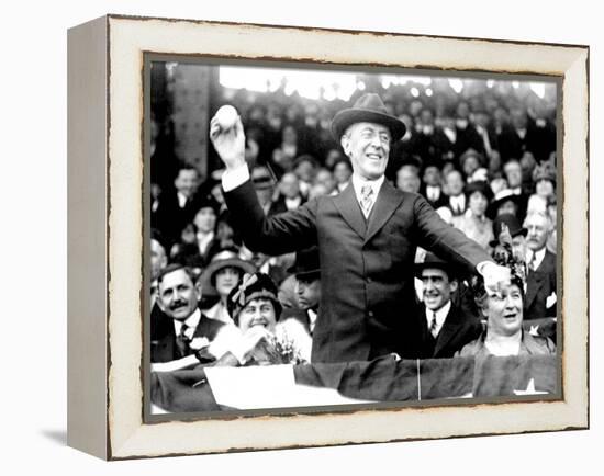 President Woodrow Wilson Throwing Out the First Ball, Opening Day, 1916-null-Framed Stretched Canvas