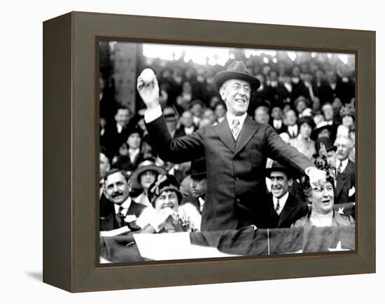 President Woodrow Wilson Throwing Out the First Ball, Opening Day, 1916-null-Framed Stretched Canvas