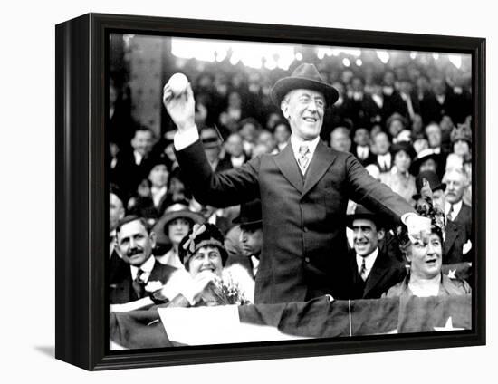 President Woodrow Wilson Throwing Out the First Ball, Opening Day, 1916-null-Framed Stretched Canvas