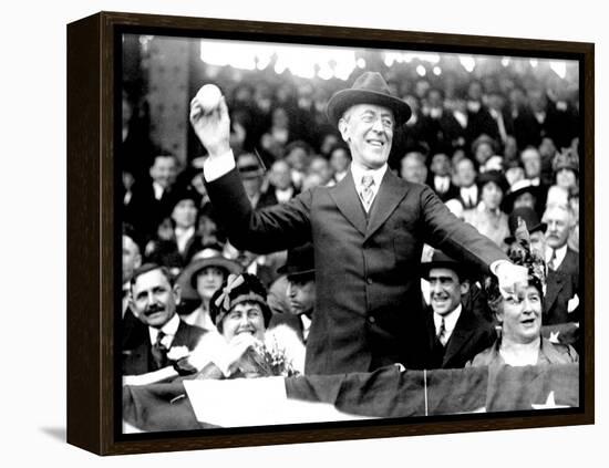 President Woodrow Wilson Throwing Out the First Ball, Opening Day, 1916-null-Framed Stretched Canvas
