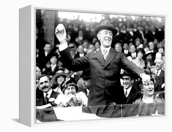 President Woodrow Wilson Throwing Out the First Ball, Opening Day, 1916-null-Framed Stretched Canvas