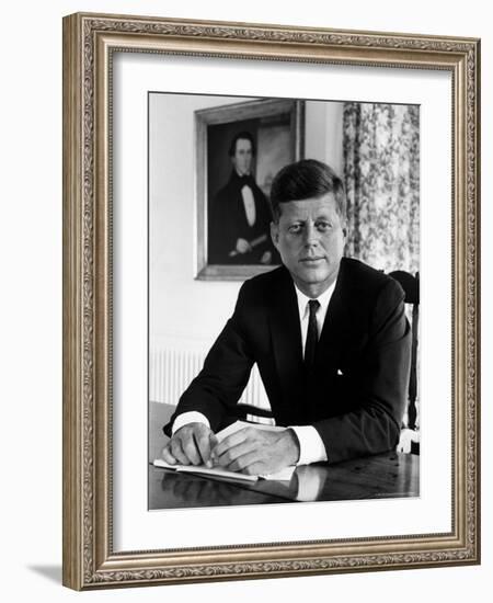 Presidential Candidate John F. Kennedy in His Office After Being Nominated at Democratic Convention-Alfred Eisenstaedt-Framed Photographic Print