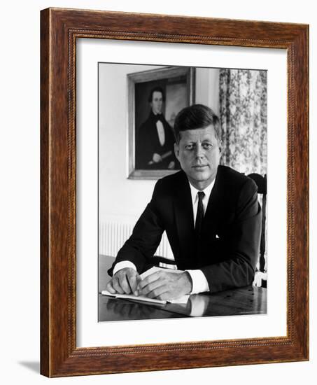 Presidential Candidate John F. Kennedy in His Office After Being Nominated at Democratic Convention-Alfred Eisenstaedt-Framed Photographic Print