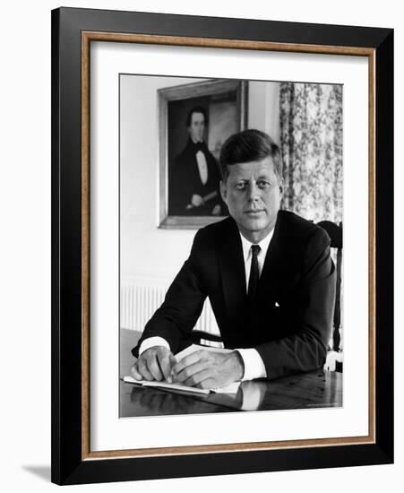 Presidential Candidate John F. Kennedy in His Office After Being Nominated at Democratic Convention-Alfred Eisenstaedt-Framed Photographic Print