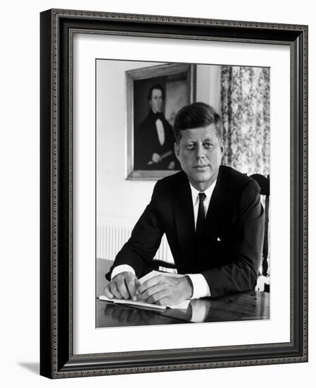 Presidential Candidate John F. Kennedy in His Office After Being Nominated at Democratic Convention-Alfred Eisenstaedt-Framed Photographic Print