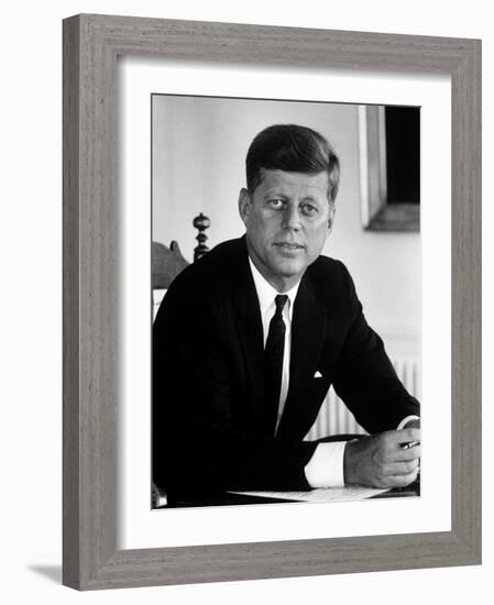 Presidential Candidate John F. Kennedy in His Office After Being Nominated at Democratic Convention-Alfred Eisenstaedt-Framed Photographic Print