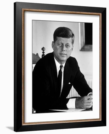 Presidential Candidate John F. Kennedy in His Office After Being Nominated at Democratic Convention-Alfred Eisenstaedt-Framed Photographic Print