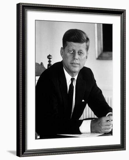 Presidential Candidate John F. Kennedy in His Office After Being Nominated at Democratic Convention-Alfred Eisenstaedt-Framed Photographic Print