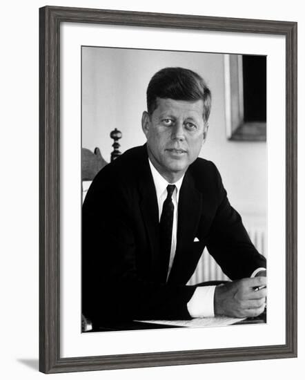 Presidential Candidate John F. Kennedy in His Office After Being Nominated at Democratic Convention-Alfred Eisenstaedt-Framed Photographic Print