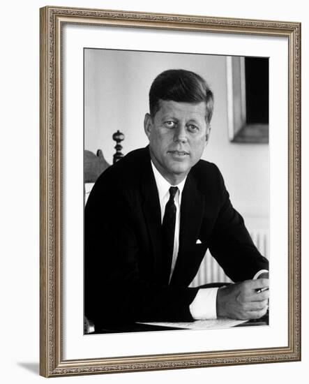 Presidential Candidate John F. Kennedy in His Office After Being Nominated at Democratic Convention-Alfred Eisenstaedt-Framed Photographic Print