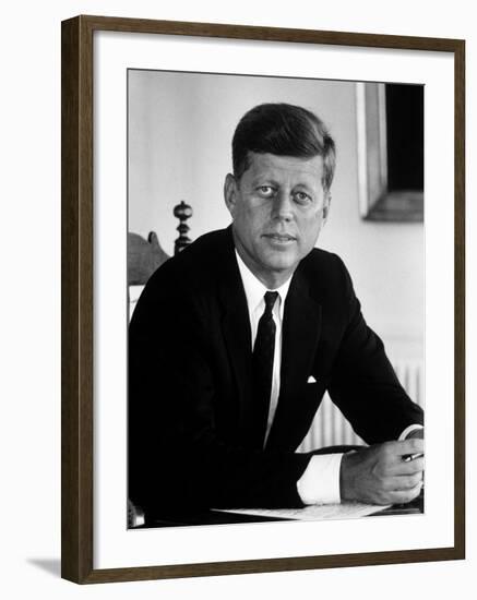 Presidential Candidate John F. Kennedy in His Office After Being Nominated at Democratic Convention-Alfred Eisenstaedt-Framed Photographic Print