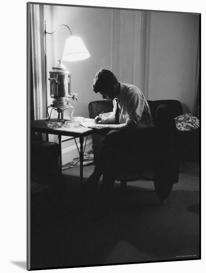 Presidential Candidate John F. Kennedy Makes Last Minute Notes in at Democratic National Convention-Hank Walker-Mounted Photographic Print