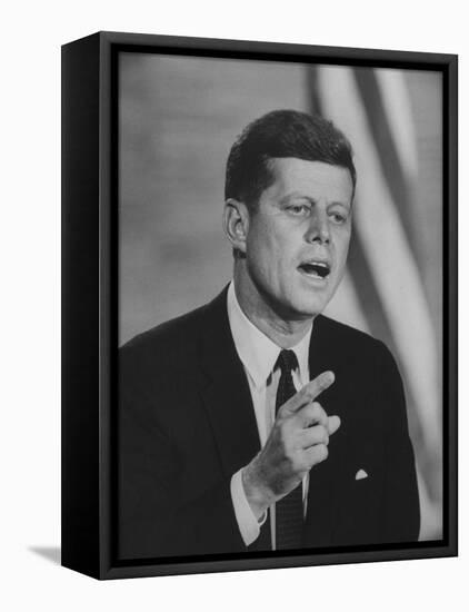 Presidential Candidate John F. Kennedy Speaking During a Debate-Ed Clark-Framed Premier Image Canvas