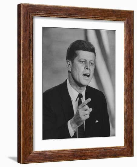 Presidential Candidate John F. Kennedy Speaking During a Debate-Ed Clark-Framed Photographic Print