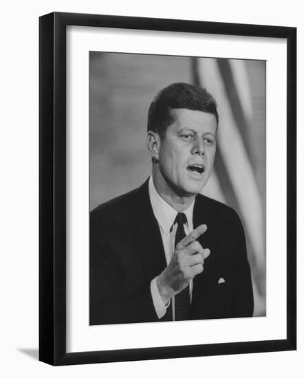 Presidential Candidate John F. Kennedy Speaking During a Debate-Ed Clark-Framed Photographic Print