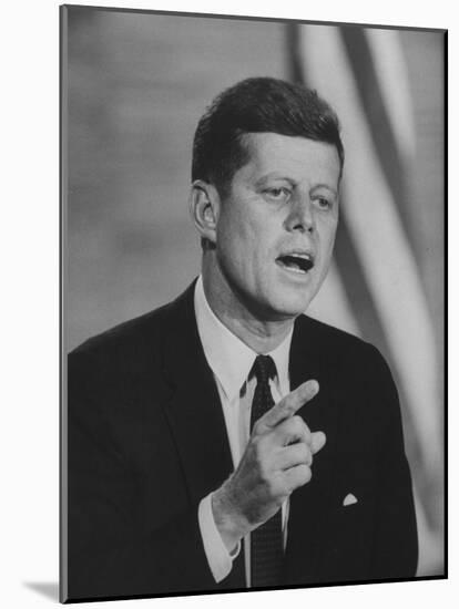 Presidential Candidate John F. Kennedy Speaking During a Debate-Ed Clark-Mounted Photographic Print