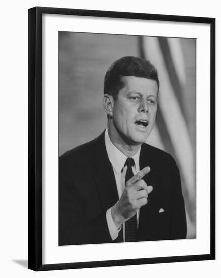 Presidential Candidate John F. Kennedy Speaking During a Debate-Ed Clark-Framed Photographic Print