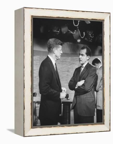 Presidential Candidate John F. Kennedy Speaking to Fellow Candidate Richard M. Nixon-Ed Clark-Framed Premier Image Canvas