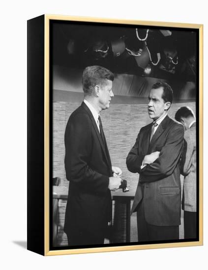 Presidential Candidate John F. Kennedy Speaking to Fellow Candidate Richard M. Nixon-Ed Clark-Framed Premier Image Canvas