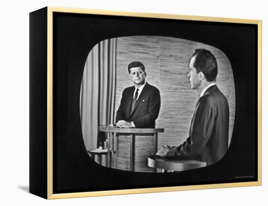 Presidential Candidate Richard M. Nixon Speaking During a Televised Debate-Paul Schutzer-Framed Premier Image Canvas