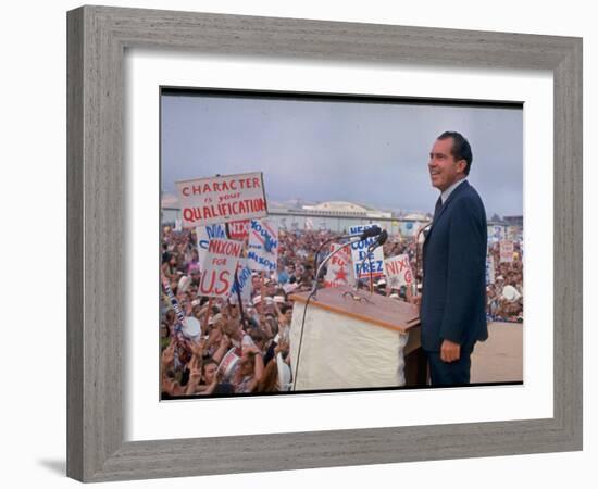 Presidential Candidate Richard Nixon on the Campaign Trail-Arthur Schatz-Framed Photographic Print