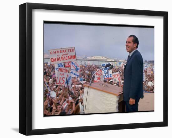 Presidential Candidate Richard Nixon on the Campaign Trail-Arthur Schatz-Framed Photographic Print