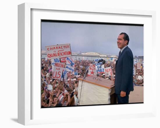Presidential Candidate Richard Nixon on the Campaign Trail-Arthur Schatz-Framed Photographic Print