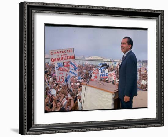 Presidential Candidate Richard Nixon on the Campaign Trail-Arthur Schatz-Framed Photographic Print