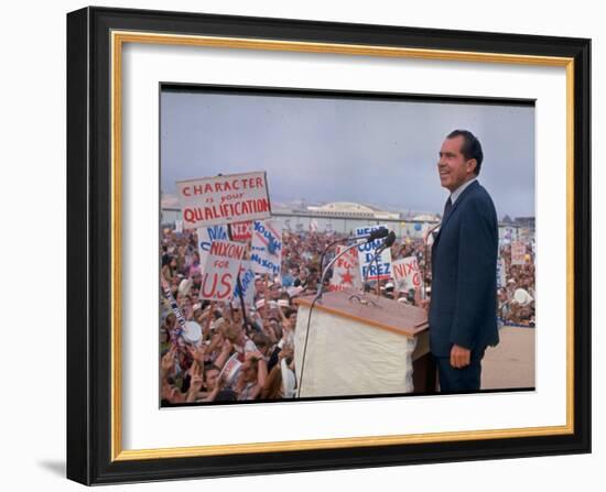 Presidential Candidate Richard Nixon on the Campaign Trail-Arthur Schatz-Framed Photographic Print