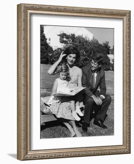 Presidential Candidate Senator Jack Kennedy with His Wife Jacqueline and Daughter Caroline-Paul Schutzer-Framed Photographic Print