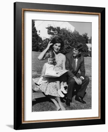 Presidential Candidate Senator Jack Kennedy with His Wife Jacqueline and Daughter Caroline-Paul Schutzer-Framed Photographic Print