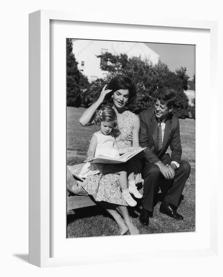 Presidential Candidate Senator Jack Kennedy with His Wife Jacqueline and Daughter Caroline-Paul Schutzer-Framed Photographic Print