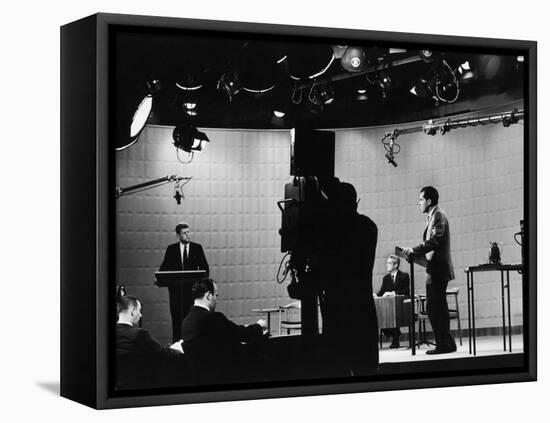 Presidential Candidates Senator John Kennedy and Republican Rep. Richard Nixon Debating-Paul Schutzer-Framed Premier Image Canvas