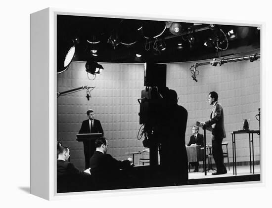 Presidential Candidates Senator John Kennedy and Republican Rep. Richard Nixon Debating-Paul Schutzer-Framed Premier Image Canvas