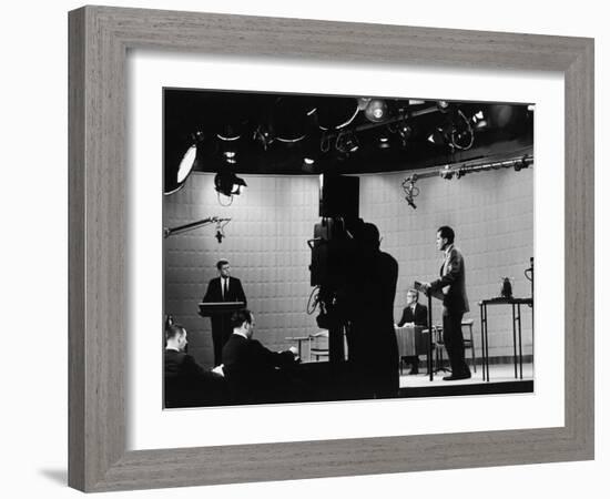 Presidential Candidates Senator John Kennedy and Republican Rep. Richard Nixon Debating-Paul Schutzer-Framed Photographic Print