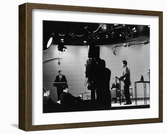 Presidential Candidates Senator John Kennedy and Republican Rep. Richard Nixon Debating-Paul Schutzer-Framed Photographic Print