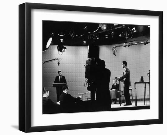 Presidential Candidates Senator John Kennedy and Republican Rep. Richard Nixon Debating-Paul Schutzer-Framed Photographic Print